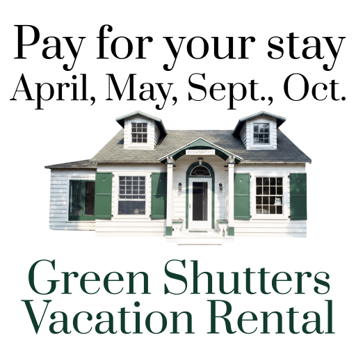 2-night minimum stay April, May, September, October at Green Shutters Luxury Cottage Rental